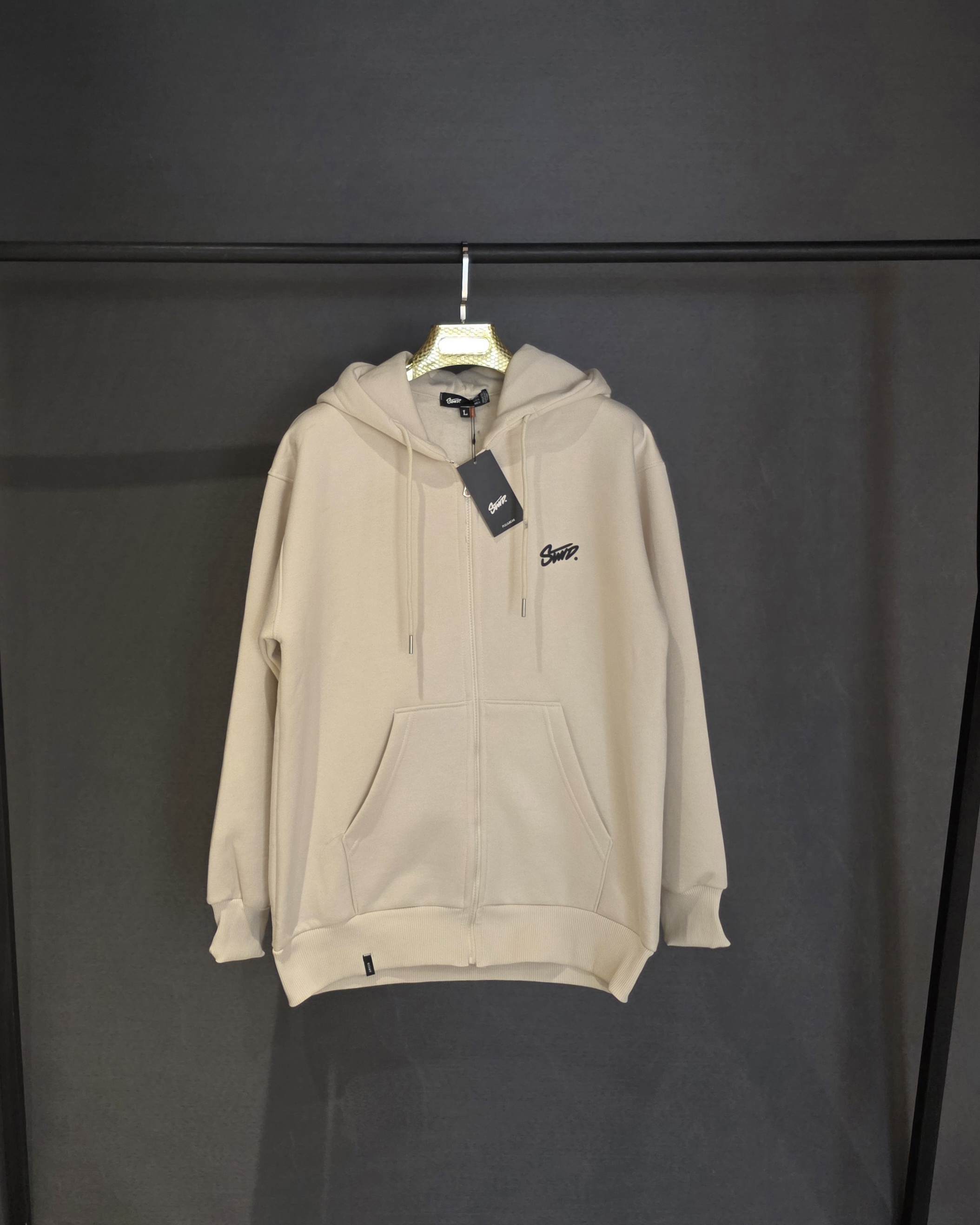 سویشرت تمام زیپ سوییپ رنگ کرم