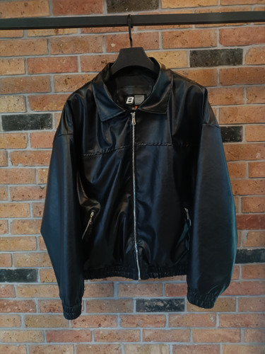 کاپشن چرمی باکسی رنگ مشکی