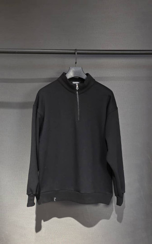 دورس نیم زیپ باکسی بیسیک مردانه رنگ مشکی